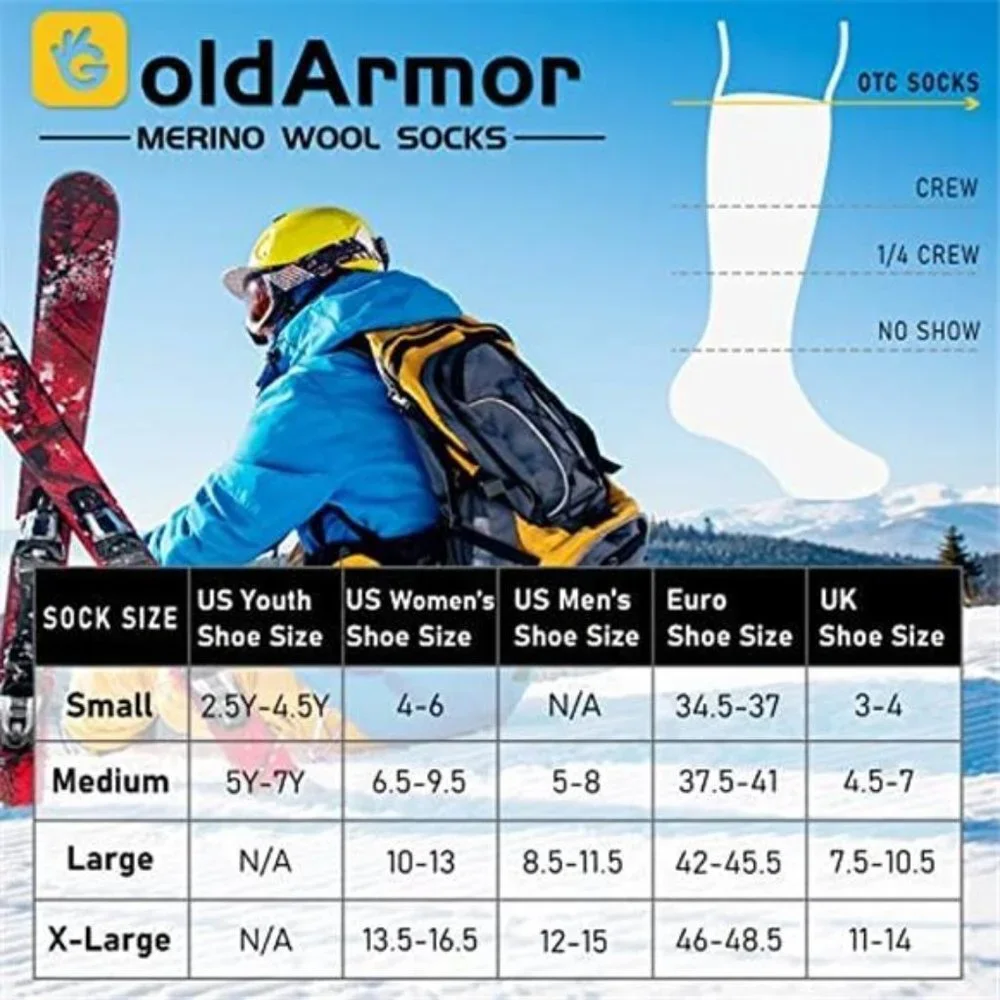 3 Pack Merino Wool Ski Socks for Skiing Winter Thermal Socks, Gray